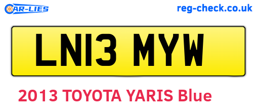LN13MYW are the vehicle registration plates.
