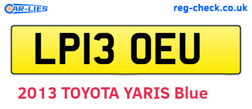 LP13OEU are the vehicle registration plates.