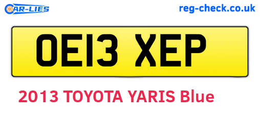 OE13XEP are the vehicle registration plates.