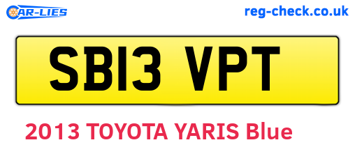 SB13VPT are the vehicle registration plates.