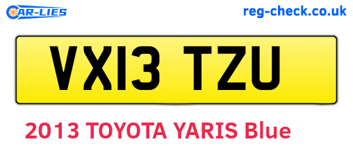 VX13TZU are the vehicle registration plates.