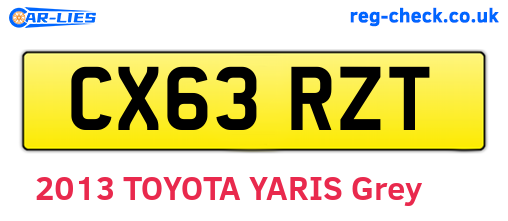 CX63RZT are the vehicle registration plates.