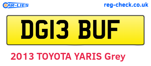 DG13BUF are the vehicle registration plates.