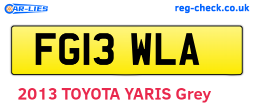 FG13WLA are the vehicle registration plates.