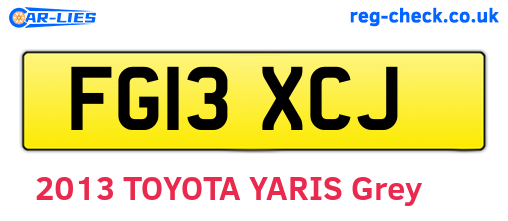 FG13XCJ are the vehicle registration plates.
