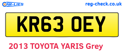 KR63OEY are the vehicle registration plates.