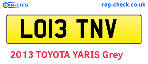 LO13TNV are the vehicle registration plates.