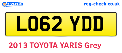 LO62YDD are the vehicle registration plates.