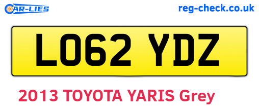 LO62YDZ are the vehicle registration plates.