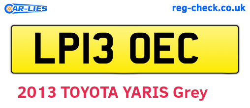 LP13OEC are the vehicle registration plates.