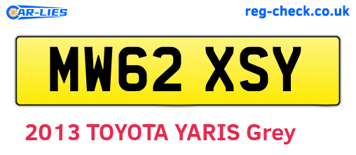 MW62XSY are the vehicle registration plates.