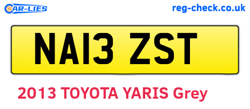 NA13ZST are the vehicle registration plates.