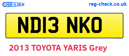 ND13NKO are the vehicle registration plates.