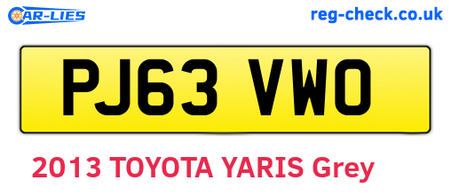 PJ63VWO are the vehicle registration plates.