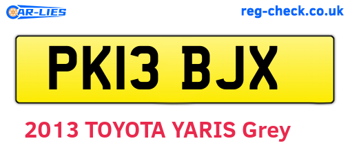 PK13BJX are the vehicle registration plates.