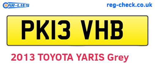 PK13VHB are the vehicle registration plates.