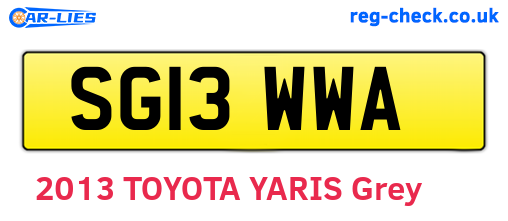 SG13WWA are the vehicle registration plates.
