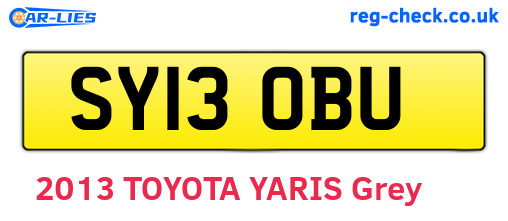 SY13OBU are the vehicle registration plates.