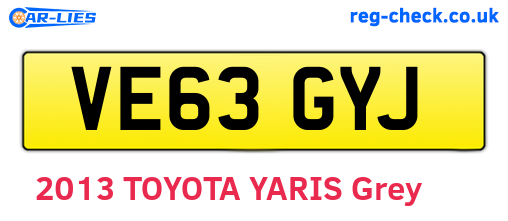 VE63GYJ are the vehicle registration plates.
