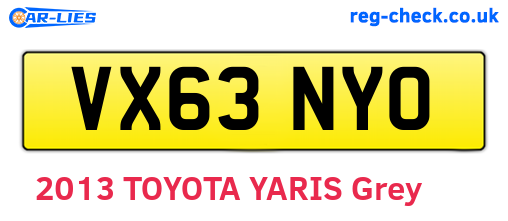 VX63NYO are the vehicle registration plates.