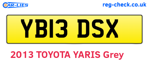 YB13DSX are the vehicle registration plates.