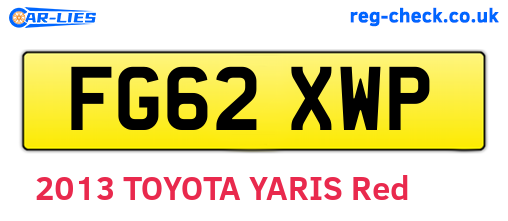 FG62XWP are the vehicle registration plates.