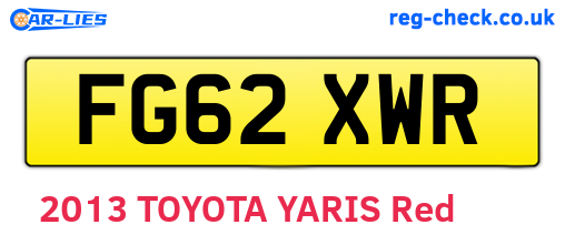FG62XWR are the vehicle registration plates.