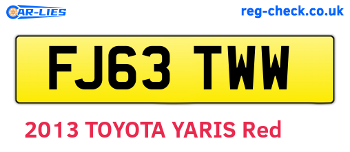 FJ63TWW are the vehicle registration plates.