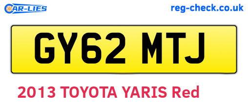 GY62MTJ are the vehicle registration plates.