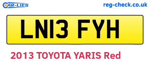 LN13FYH are the vehicle registration plates.