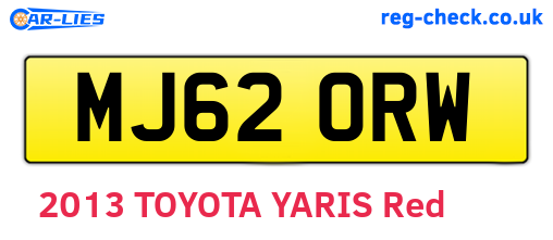 MJ62ORW are the vehicle registration plates.
