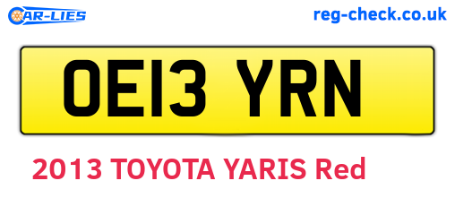 OE13YRN are the vehicle registration plates.