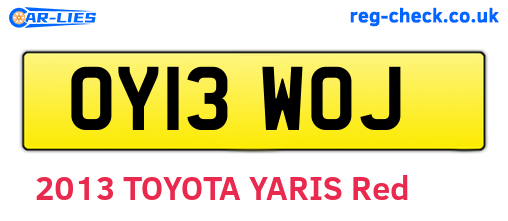 OY13WOJ are the vehicle registration plates.