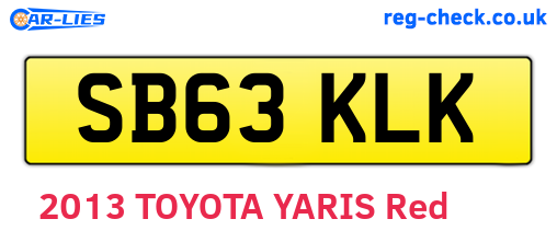 SB63KLK are the vehicle registration plates.