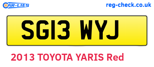 SG13WYJ are the vehicle registration plates.