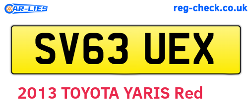 SV63UEX are the vehicle registration plates.