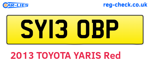 SY13OBP are the vehicle registration plates.