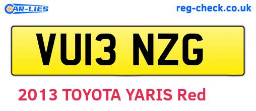VU13NZG are the vehicle registration plates.
