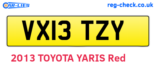 VX13TZY are the vehicle registration plates.