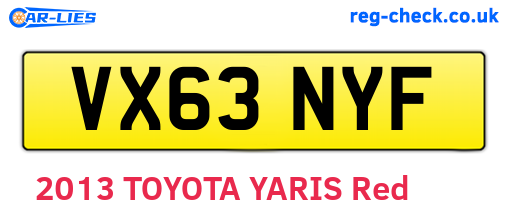 VX63NYF are the vehicle registration plates.