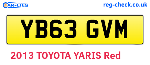 YB63GVM are the vehicle registration plates.