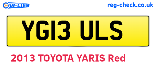 YG13ULS are the vehicle registration plates.