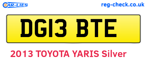 DG13BTE are the vehicle registration plates.