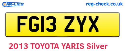 FG13ZYX are the vehicle registration plates.