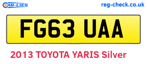 FG63UAA are the vehicle registration plates.