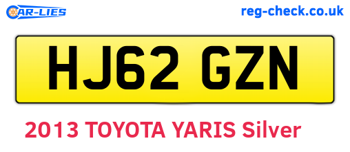 HJ62GZN are the vehicle registration plates.