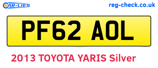 PF62AOL are the vehicle registration plates.