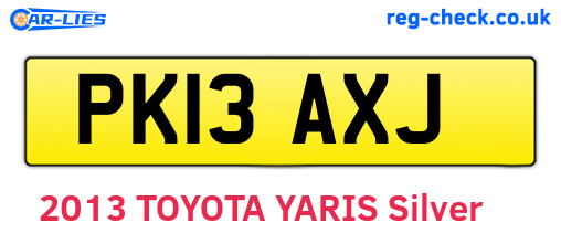 PK13AXJ are the vehicle registration plates.