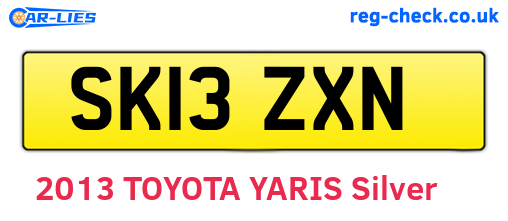 SK13ZXN are the vehicle registration plates.