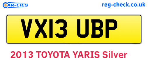 VX13UBP are the vehicle registration plates.